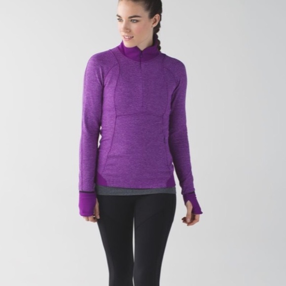 LULULEMON Runderful 1/2 Zip Pullover Cuffins purple  size 4 - Picture 2 of 9